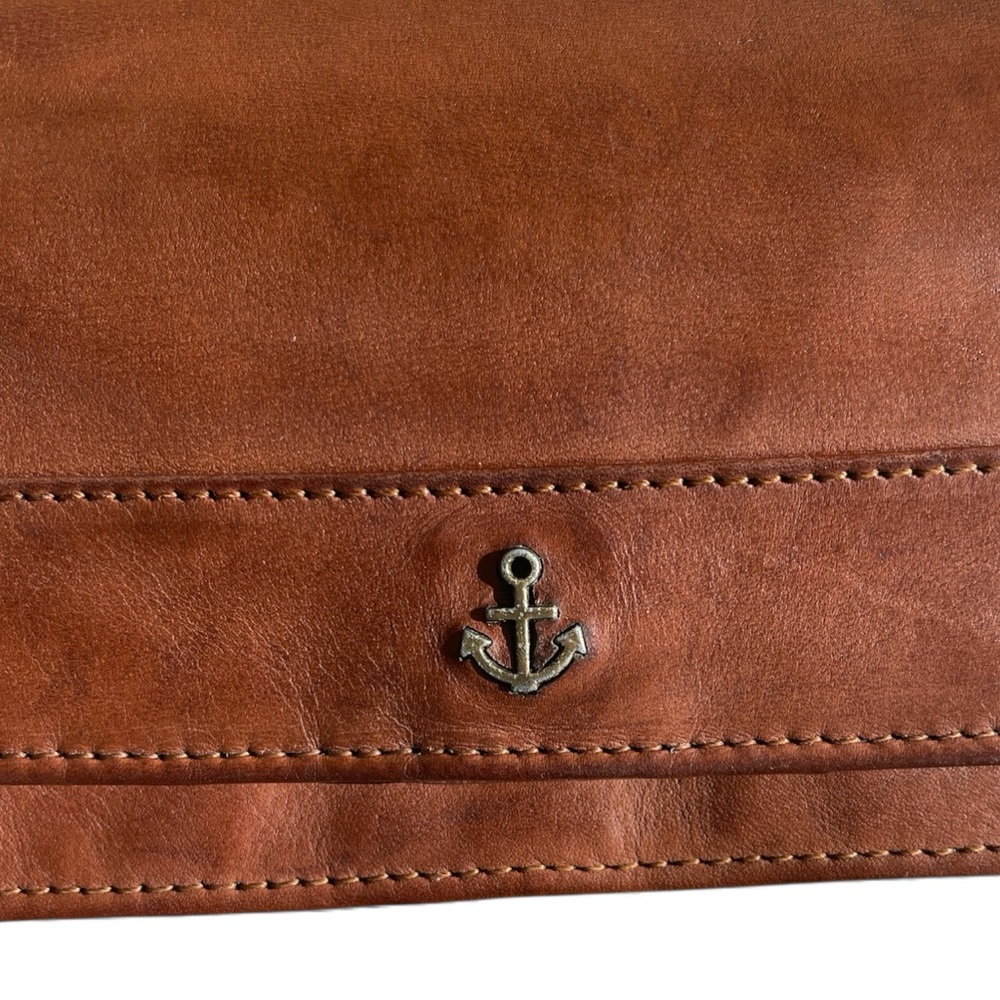 Brown Leather Clutch Wallet with Anchor Detail - Picture 13 of 14